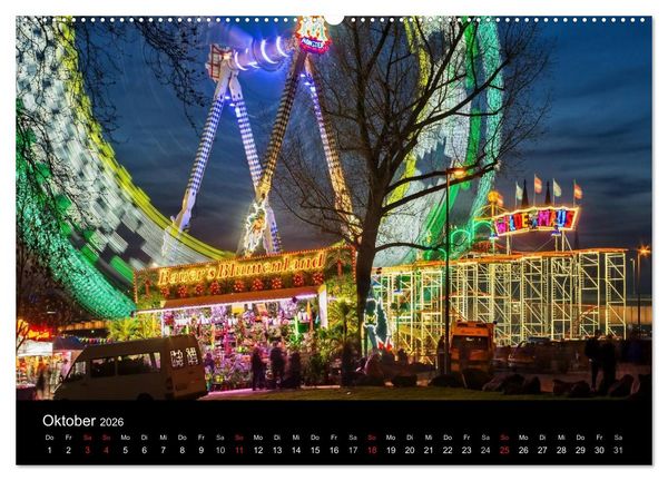 Produktbild: K&ouml;ln bei Nacht - dunkelbunte Stadt (hochwertiger Premium Wandkalender 2026 DIN A2 quer), Kunstdruck in Hochglanz