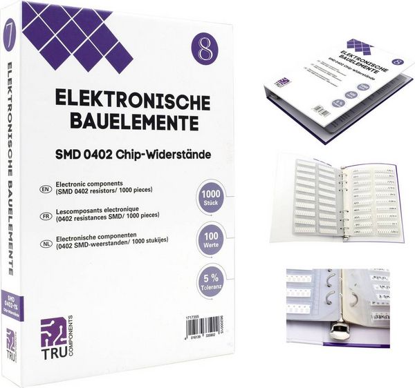 Produktbild: TRU COMPONENTS TC-6869420 TC-6869420 Sortiments-Album SMD 0402 0.625W 5% 1000 Teile