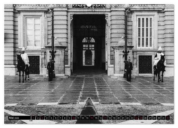 Produktbild: Madrid - Schwarz-Wei&szlig; Impressionen (Wandkalender 2026 DIN A2 quer), CALVENDO Monatskalender