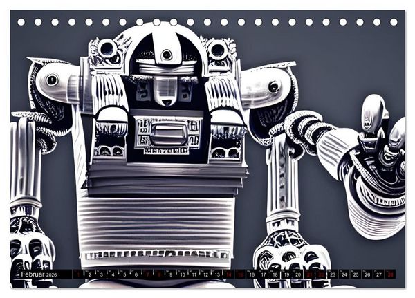 Produktbild: Roboter - Computertr&auml;ume aus der KI (Tischkalender 2026 DIN A5 quer), CALVENDO Monatskalender