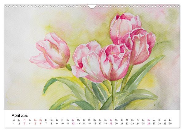 Produktbild: Mit Aquarellen durch das Jahr (Wandkalender 2026 DIN A3 quer), CALVENDO Monatskalender