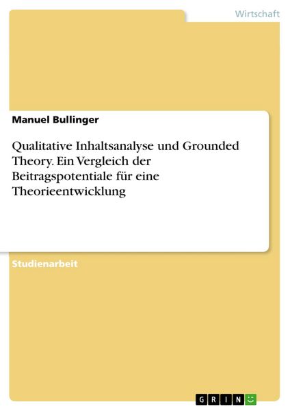 Produktbild: Qualitative Inhaltsanalyse und Grounded Theory. Ein Vergleich der Beitragspotentiale f&uuml;r eine Theorieentwicklung