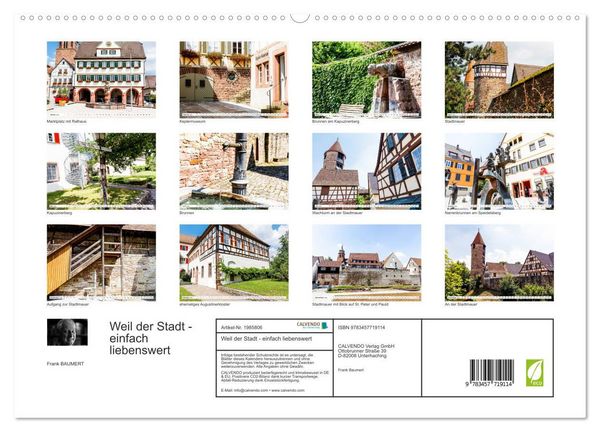 Produktbild: Weil der Stadt - einfach liebenswert (hochwertiger Premium Wandkalender 2026 DIN A2 quer), Kunstdruck in Hochglanz