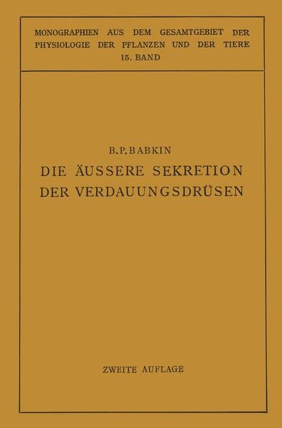 Produktbild: Die &Auml;ussere Sekretion der Verdauungsdr&uuml;sen