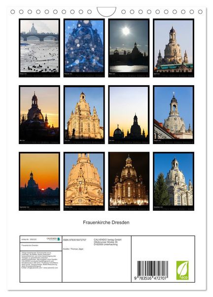 Produktbild: Frauenkirche Dresden (Wandkalender 2026 DIN A4 hoch), CALVENDO Monatskalender