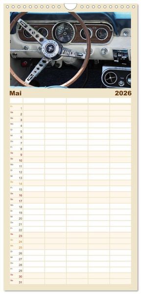 Produktbild: Familienplaner 2026 - Klassische Armaturenbretter mit 5 Spalten (Wandkalender, 21 x 45 cm) CALVENDO