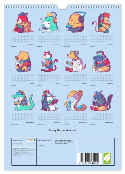 Produktbild: Funny Gamer Animals (Wall Calendar 2026 DIN A4 portrait), CALVENDO 12 Month Wall Calendar