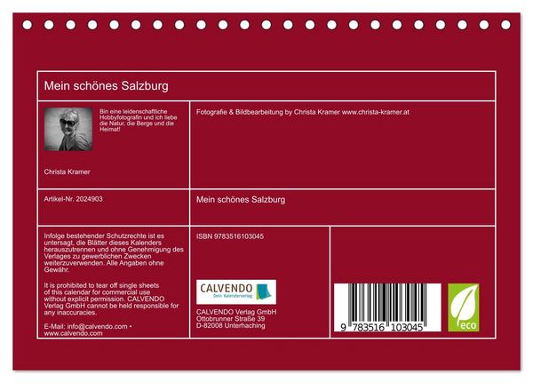 Produktbild: Mein sch&ouml;nes Salzburg (Tischkalender 2026 DIN A5 quer), CALVENDO Monatskalender