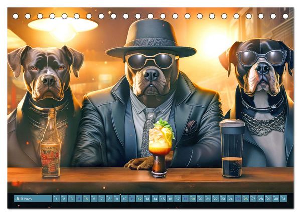 Produktbild: Gangsterhunde - KI-Bilder (Tischkalender 2026 DIN A5 quer), CALVENDO Monatskalender