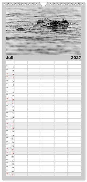 Produktbild: Familienplaner 2027 - Afrika Schwarz - Weiss mit 5 Spalten (Wandkalender, 21 x 45 cm) CALVENDO