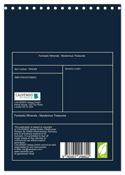 Produktbild: Fantastic Minerals - Mysterious Treasures (Desk Calendar 2026 DIN A5 portrait), CALVENDO 12 Month DeskCalendar