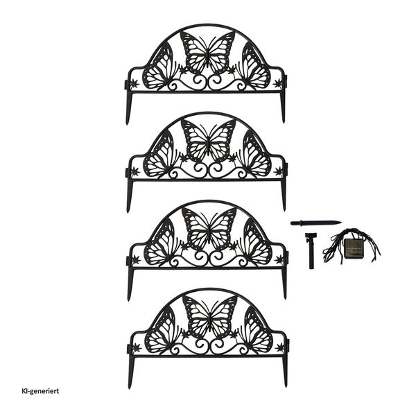 Produktbild: HTI-Living HTI-Living Zierzaun Nessa Solar Schmetterling 4-teilig Braun