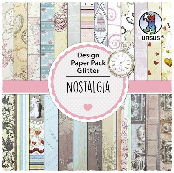 Produktbild: URSUS Spezialpapiere Design Paper Pack Glitter Nostalgia, 30 Blatt