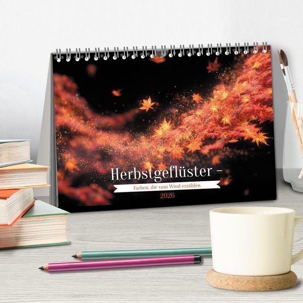 Produktbild: Herbstgefl&uuml;ster - Farben, die vom Wind erz&auml;hlen (Tischkalender 2026 DIN A5 quer), CALVENDO Monatskalender