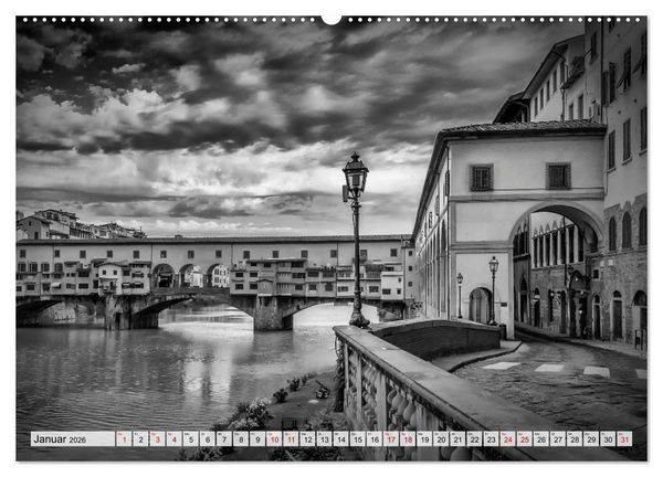 Produktbild: FLORENZ Monochrome Impressionen (hochwertiger Premium Wandkalender 2026 DIN A2 quer), Kunstdruck in Hochglanz