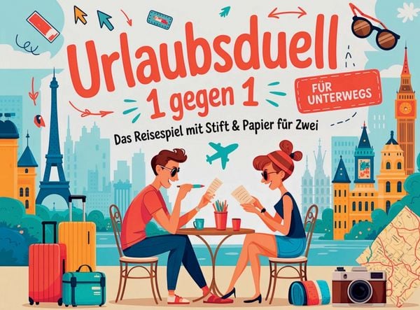 Produktbild: Urlaubsduell 1 gegen 1: Das gro&szlig;e Reisespiel mit Stift & Papier f&uuml;r Zwei: