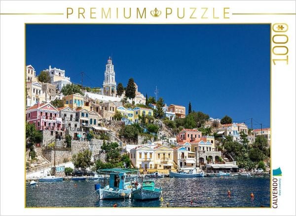 CALVENDO Puzzle Hafen Gialos auf der Insel Symi | 1000 Teile Lege-Größe 64x48cm Foto-Puzzle für glückliche Stunden