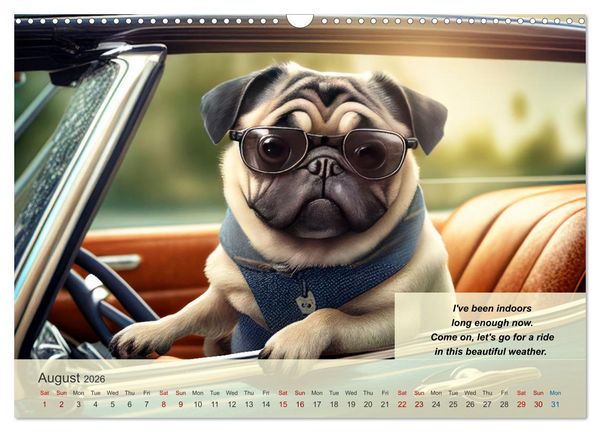 Produktbild: Great fun for pug lovers (Wall Calendar 2026 DIN A3 landscape), CALVENDO 12 Month Wall Calendar