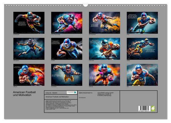 Produktbild: American Football und Motivation (Wandkalender 2026 DIN A2 quer), CALVENDO Monatskalender