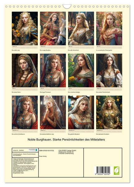 Produktbild: Noble Burgfrauen. Starke Pers&ouml;nlichkeiten des Mittelalters (Wandkalender 2026 DIN A3 hoch), CALVENDO Monatskalender