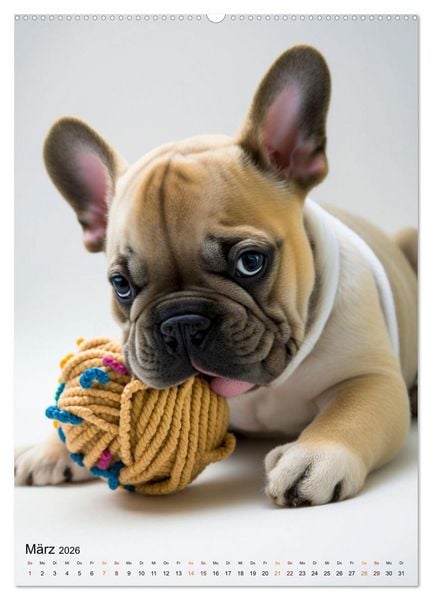 Produktbild: Franz&ouml;sische Bulldogge - ein Hund f&uuml;r die Familie (Wandkalender 2026 DIN A2 hoch), CALVENDO Monatskalender
