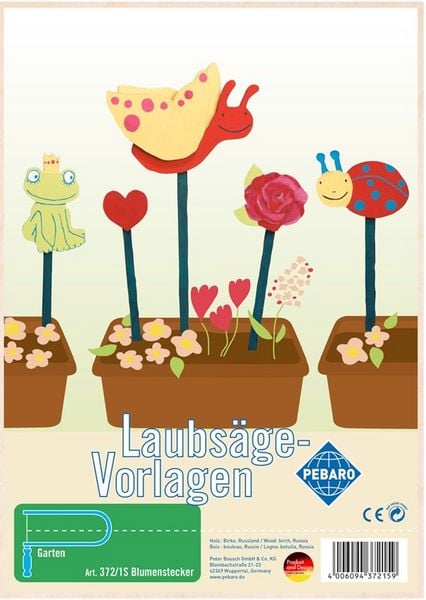 PEBARO 372/1S - Laubsägevorlage Blumenstecker, 1 Platte, Größe DIN A4