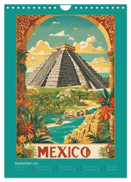 Produktbild: World Travel Posters - Nostalgic Trip Around the Globe (Wall Calendar 2026 DIN A4 portrait), CALVENDO 12 Month Wall Calendar