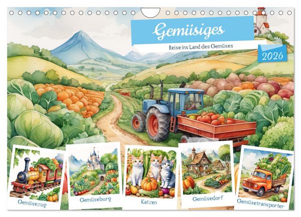 Gemüsiges - Reise ins Land des Gemüses (Wandkalender 2026 DIN A4 quer), CALVENDO Monatskalender