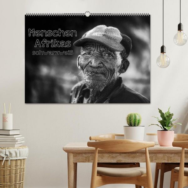 Produktbild: Menschen Afrikas schwarzwei&szlig; (Wandkalender 2026 DIN A2 quer), CALVENDO Monatskalender
