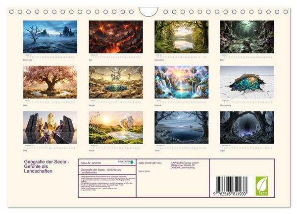 Produktbild: Geografie der Seele - Gef&uuml;hle als Landschaften (Wandkalender 2027 DIN A4 quer), CALVENDO Monatskalender