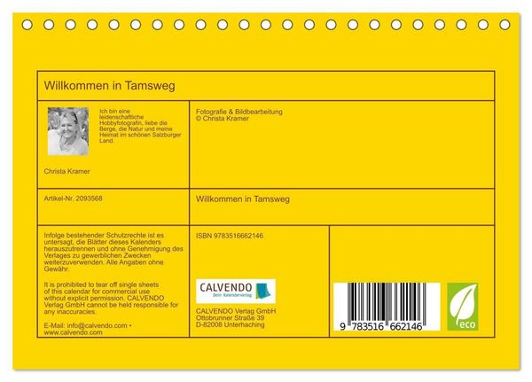 Produktbild: Willkommen in Tamsweg (Tischkalender 2026 DIN A5 quer), CALVENDO Monatskalender