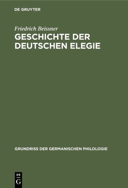 Produktbild: Geschichte der deutschen Elegie