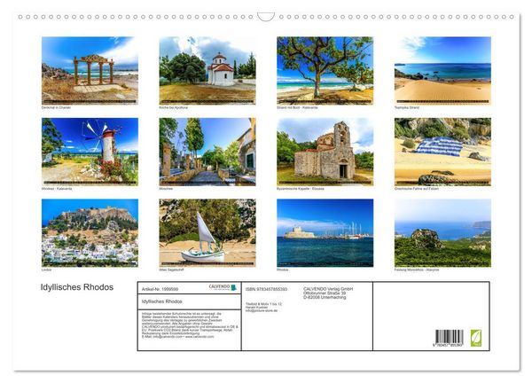 Produktbild: Idyllisches Rhodos (Wandkalender 2026 DIN A2 quer), CALVENDO Monatskalender