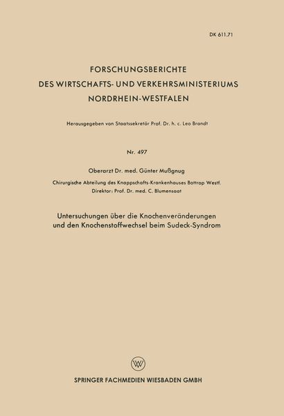 Produktbild: Untersuchungen &uuml;ber die Knochenver&auml;nderungen und den Knochenstoffwechsel beim Sudeck-Syndrom