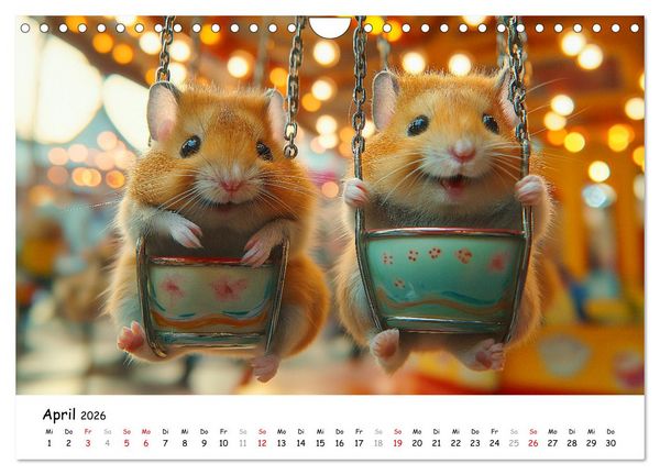 Produktbild: Hamster im Freizeitpark - Lustiger Kalender mit Jahrmarkt-Motiven (Wandkalender 2026 DIN A4 quer), CALVENDO Monatskalender