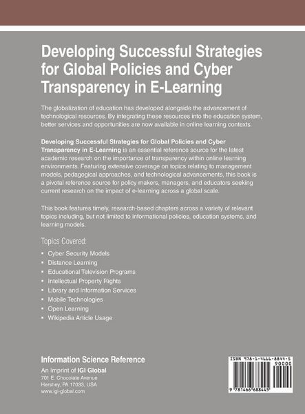 Produktbild: Developing Successful Strategies for Global Policies and Cyber Transparency in E-Learning