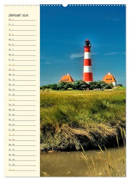 Produktbild: Deutsche Leuchtt&uuml;rme - maritimer Geburtstagsplaner (Wandkalender 2026 DIN A2 hoch), CALVENDO Monatskalender