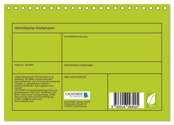 Produktbild: Himmlische Hortensien (Tischkalender 2026 DIN A5 quer), CALVENDO Monatskalender