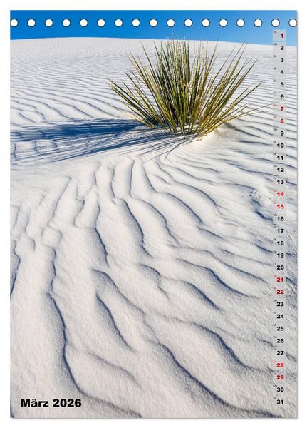 Produktbild: WHITE SANDS NATIONAL MONUMENT W&uuml;stenimpressionen (Tischkalender 2026 DIN A5 hoch), CALVENDO Monatskalender