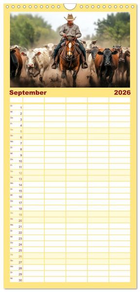 Produktbild: Familienplaner 2026 - Westernwelt mit 5 Spalten (Wandkalender, 21 x 45 cm) CALVENDO