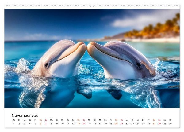 Produktbild: Delfine - ein Jahr voller Meer (hochwertiger Premium Wandkalender 2027 DIN A2 quer), Kunstdruck in Hochglanz