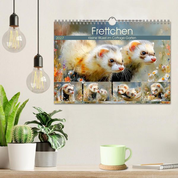 Produktbild: Frettchen. Kleine Wusel im Cottage-Garten (Wandkalender 2027 DIN A4 quer), CALVENDO Monatskalender