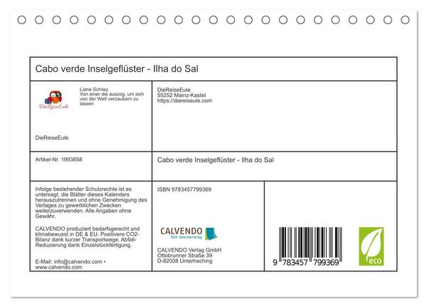 Produktbild: Cabo verde Inselgefl&uuml;ster - Ilha do Sal (Tischkalender 2026 DIN A5 quer), CALVENDO Monatskalender