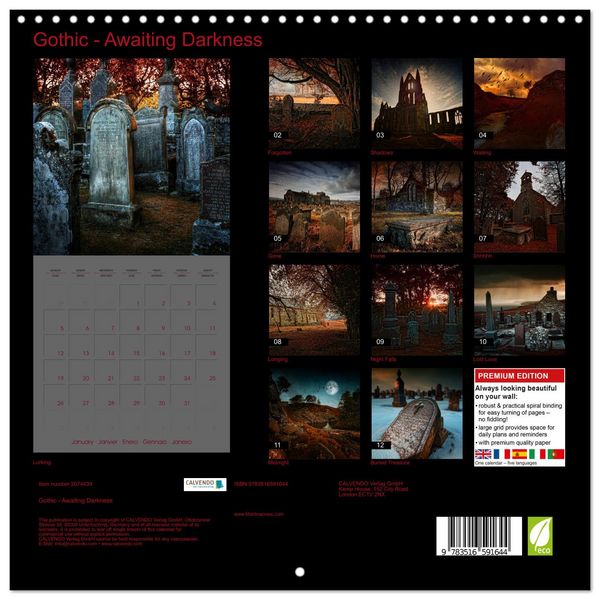 Produktbild: Gothic - Awaiting Darkness (Wall Calendar 2026 12 &times; 12 Inch) CALVENDO 12 Month Wall Calendar