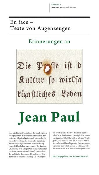 Erinnerungen an Jean Paul, Taschenbuch von , NIMBUS. Kunst und Bücher AG, 9783907142783