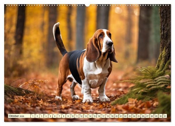Produktbild: Basset Hound - unverkennbar (Wandkalender 2026 DIN A2 quer), CALVENDO Monatskalender
