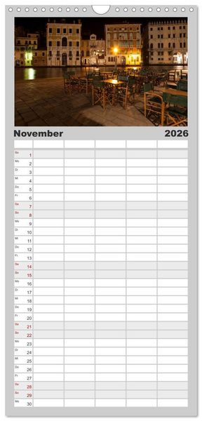 Produktbild: Familienplaner 2026 - Venedig bei Nacht mit 5 Spalten (Wandkalender, 21 x 45 cm) CALVENDO