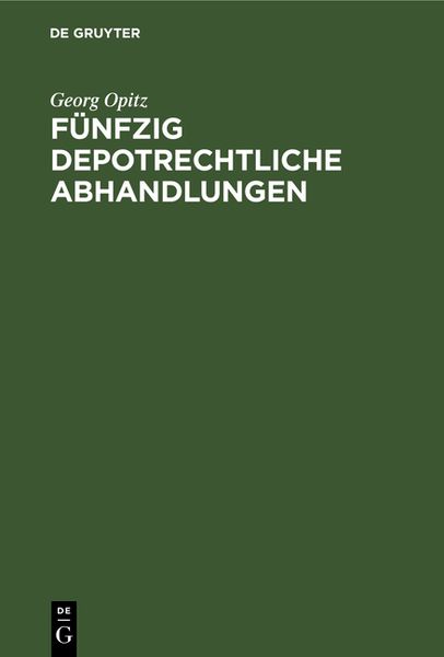 Produktbild: F&uuml;nfzig depotrechtliche Abhandlungen