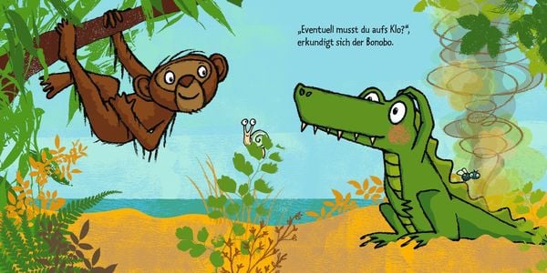 Das Krokodil pupst viel zu viel