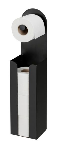 Produktbild: 2-in-1 Toilettenpapierhalter Mod. Agira Schwarz, mit Ersatzrollenhalter